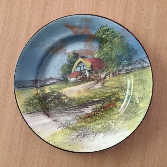 Vintage Royal Doulton made in England plate cottage country scene landscape 9.5" - Picture 1 of 7